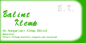 balint klemp business card